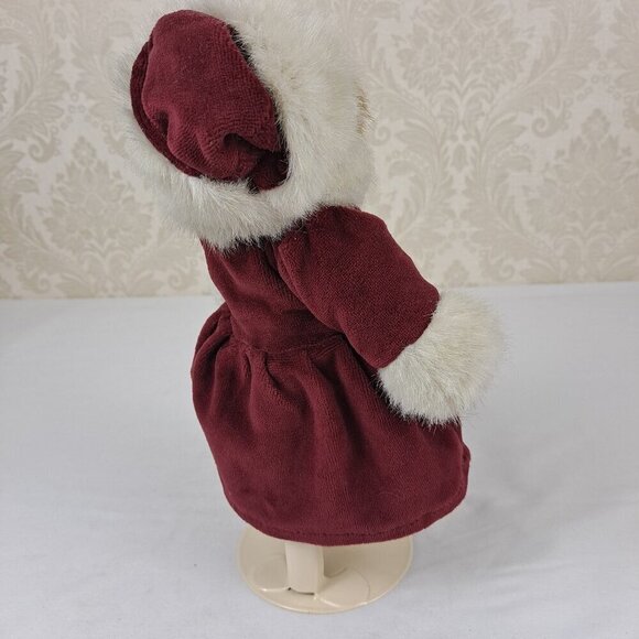 Boyds Bear The Archive Series 1990-1998 Vintage Red Velvet Coat Faux Fur w/Stand - Picture 8 of 14